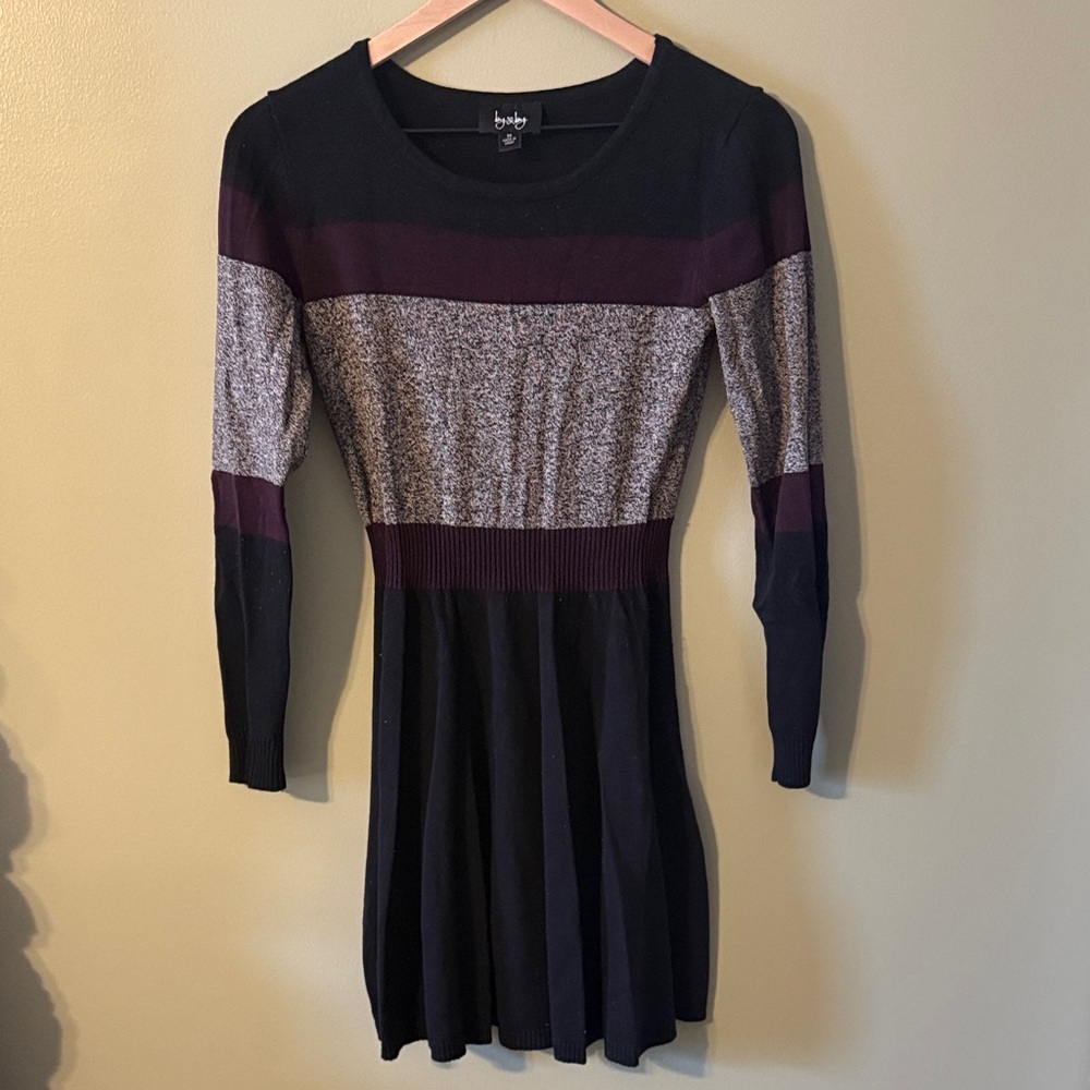 by & by Black and Purple Midi Dress